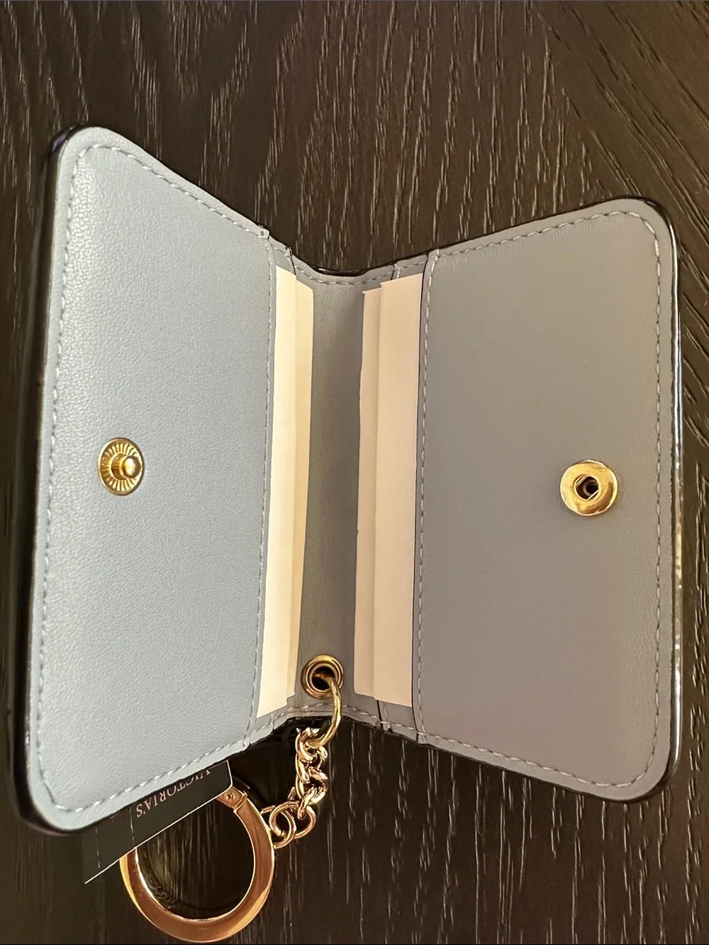 Victoria's Secret White Quilted Card Holder Keychain with Gold Hardware